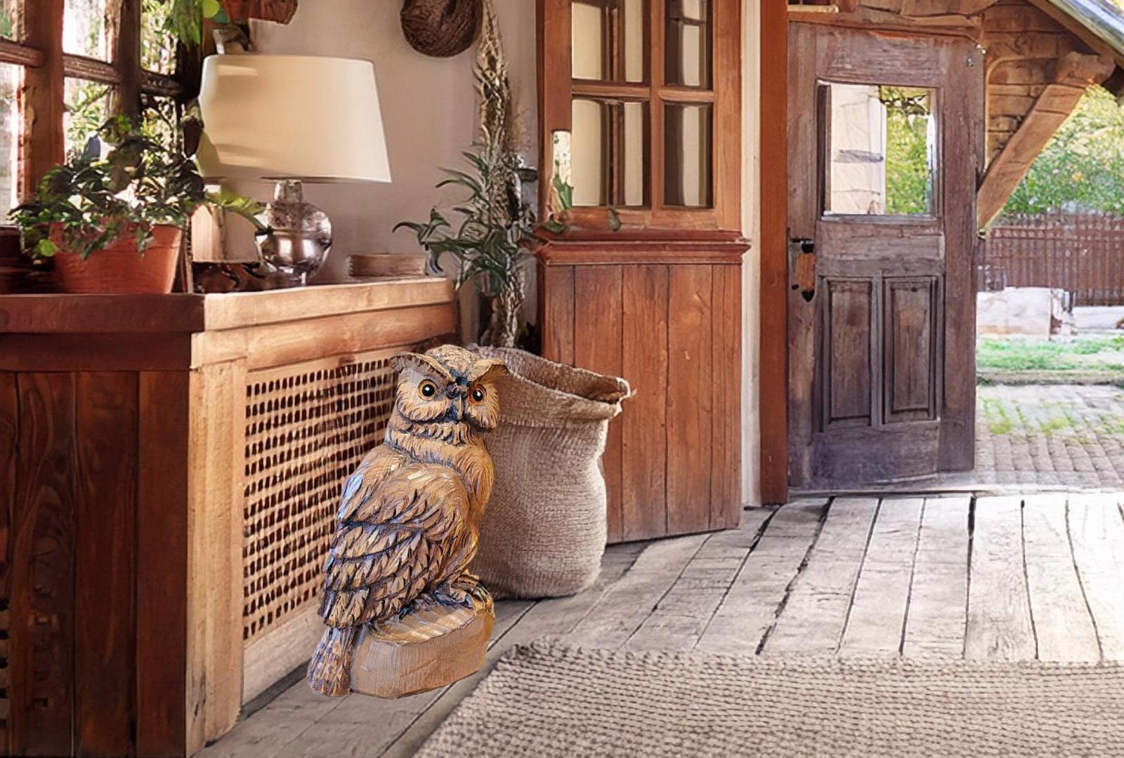 Gufo in legno_decorazione ingresso