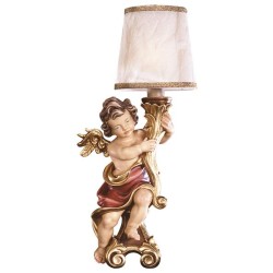 Cäcilienputten mit Sockel und Lampenschirm rot